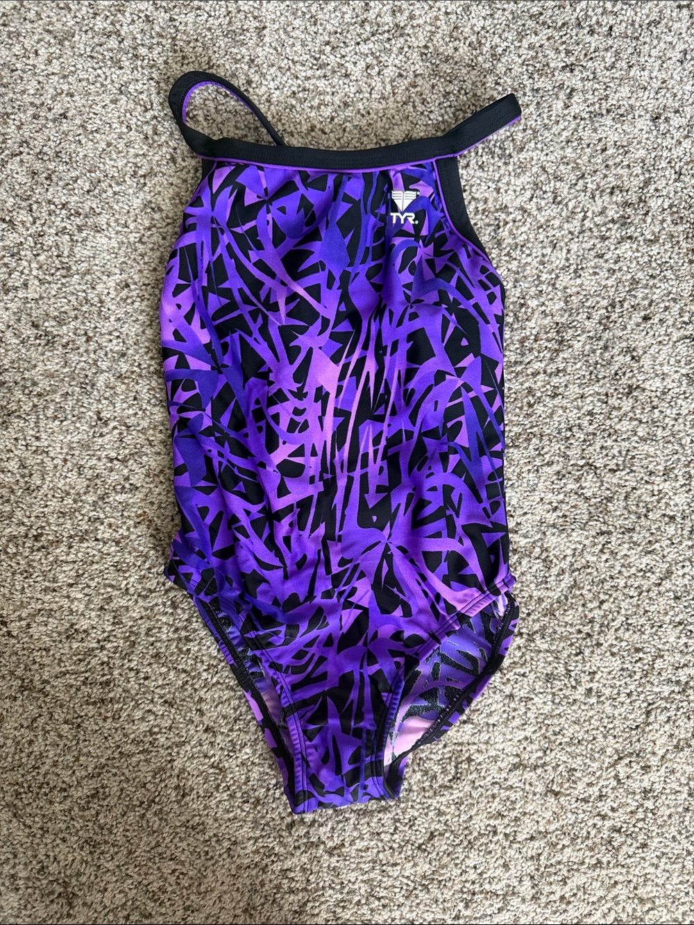 TYR Purple and Black Girls' Patterned One-Piece Swimsuit